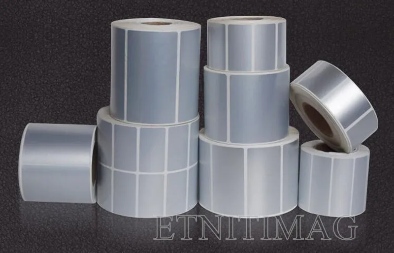 Наклейка для этикеток 40x10 мм 2000 лист/рулон термопереводная Серебристая этикетка