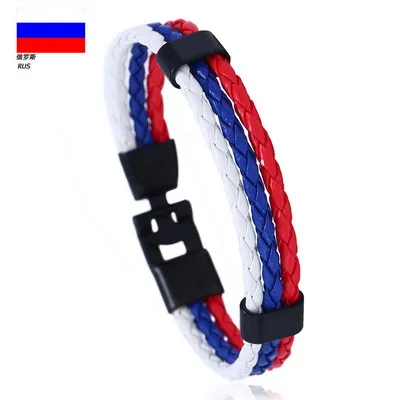 DK1552 National Flag Color ES Spain Multi Layer Leather Bracelet For Men Bangle Fashion Black Handemade Male Jewelry Pulseira Masculina - Окраска металла: DK1552