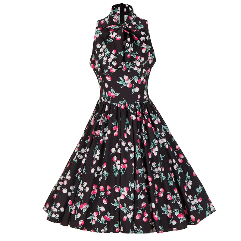 Summer Waist Women's Print Retro Elegant Dress |
