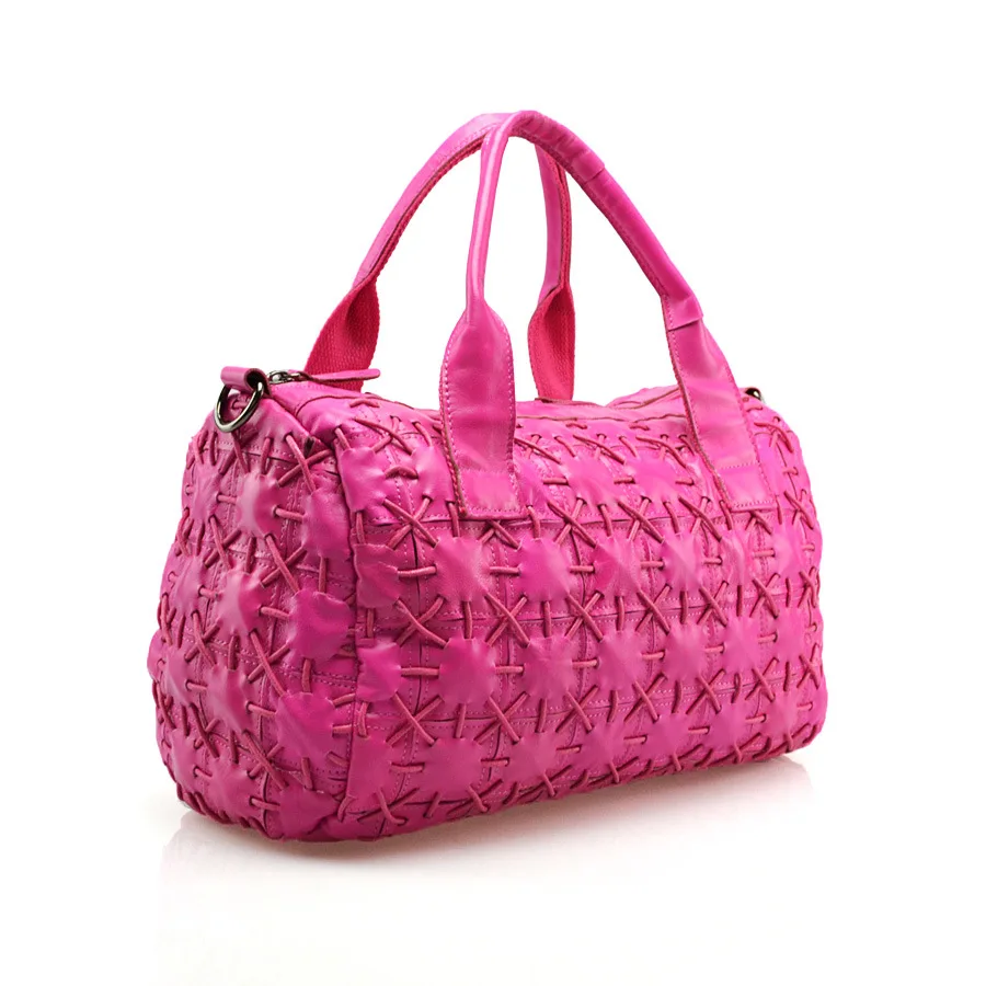 

Fashion Real Sheepskin Casual Leather Handbags Woven Braided Totes Crossbody Shoulder Bag All-Matched
