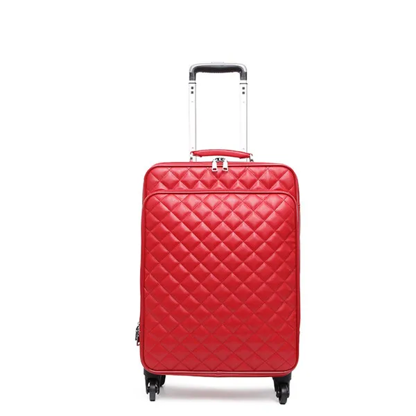 red luggage Женский чемодан для путешествий, чехол на колесиках, чехол на колесиках, 1" 20" 2" дюймов, кожзам, коробка с колесиком - Цвет: red luggage