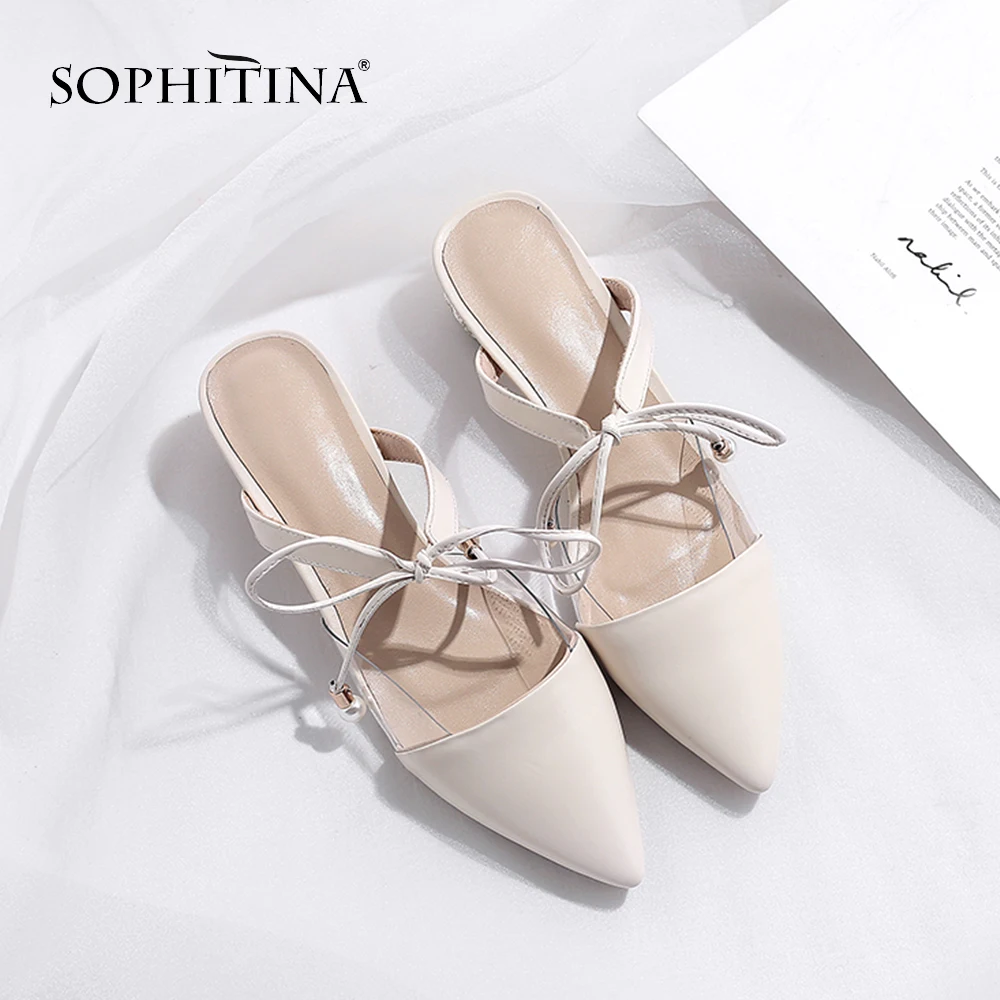 SOPHITINA/Обувь женская на лето 2019г; Милые женские босоножки с остренным мыском на модном каблуке; Стильная обувь с перекрестными ремешками на лодыжке; Элегантные сандалии из натуральной кожи высокого качества; SO160