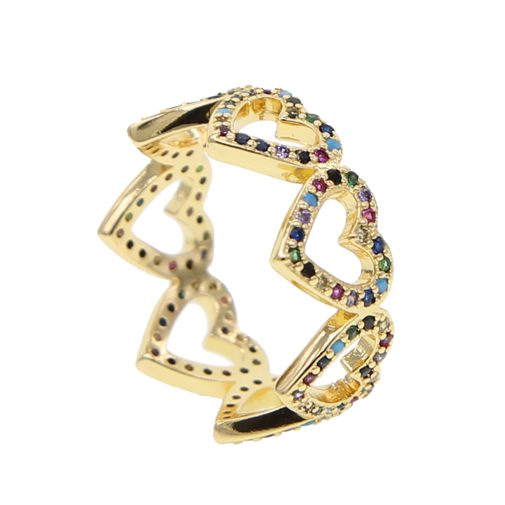 Новинка 2020 позолоченные кольца на палец с радужным цветным кубическим цирконием