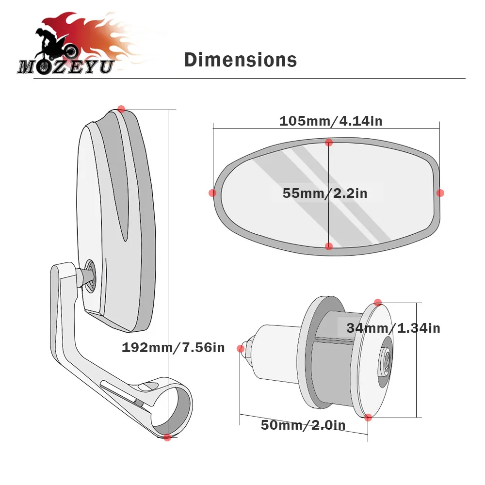 Ручки для мотоциклетного зеркала заднего вида Yamaha MT09 MT07 MT 09 07 XJ6 XJR 1300 Racer fazer TDM 900 FZ
