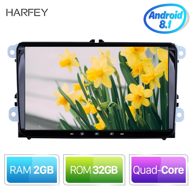 Harfey 2 din 4-х ядерный gps Navi Автомобильный мультимедийный плеер Android 8,1 авто радио для Skoda OCTAVIA III/сиденья/Volkswagen VW Passat/b7/POLO/GOLF 5 6