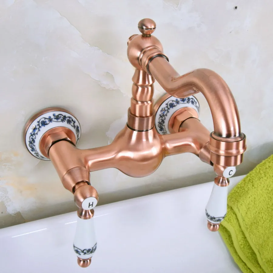 Античный красный медный латунный Смеситель для ванной и кухни смеситель