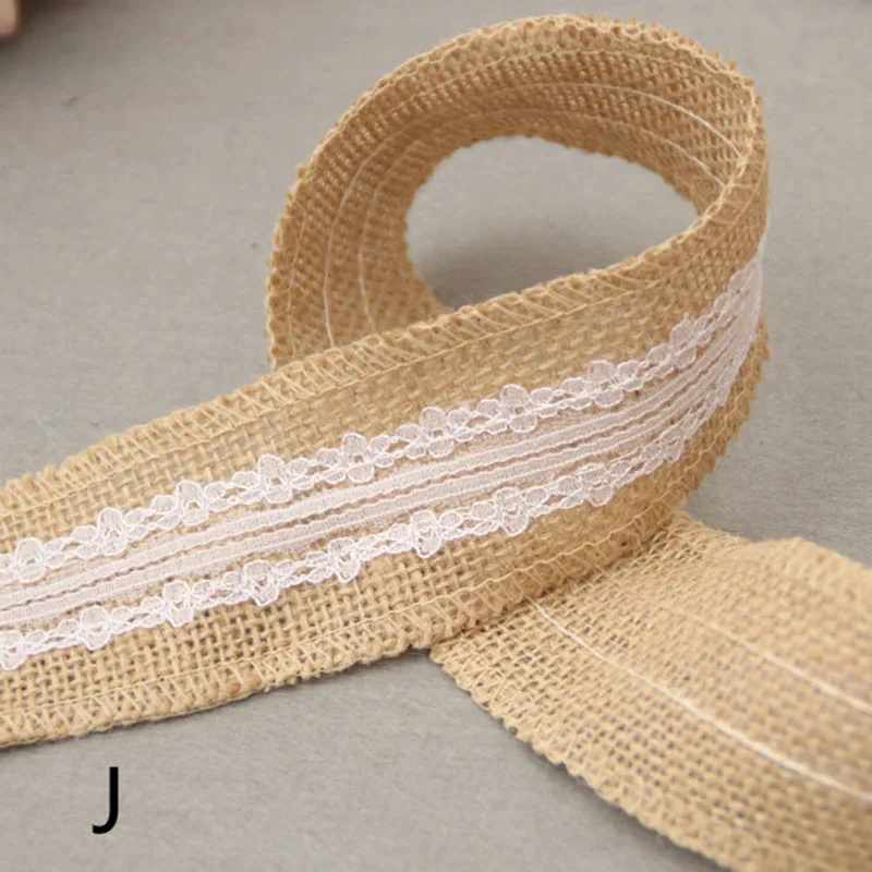 2 м/рулонная лента из натуральной джутовой мешковины с хлопковым кружевом DIY