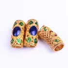 Металлические манжеты с золотыми и сапфировыми бусинами, Клипсы из бисера, кольцо для волос, вязаное крючком, 5 шт., аксессуары для Плетения КОС