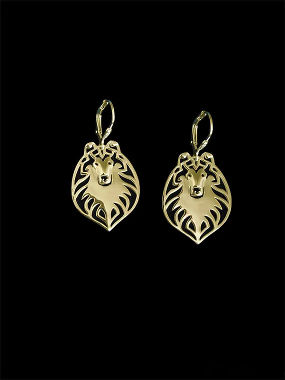 

New 2016 Unique Romantic Gold Silver Color Rough Collie Drop Earrings Wholesale Animal Earrings For Women Girl Aros