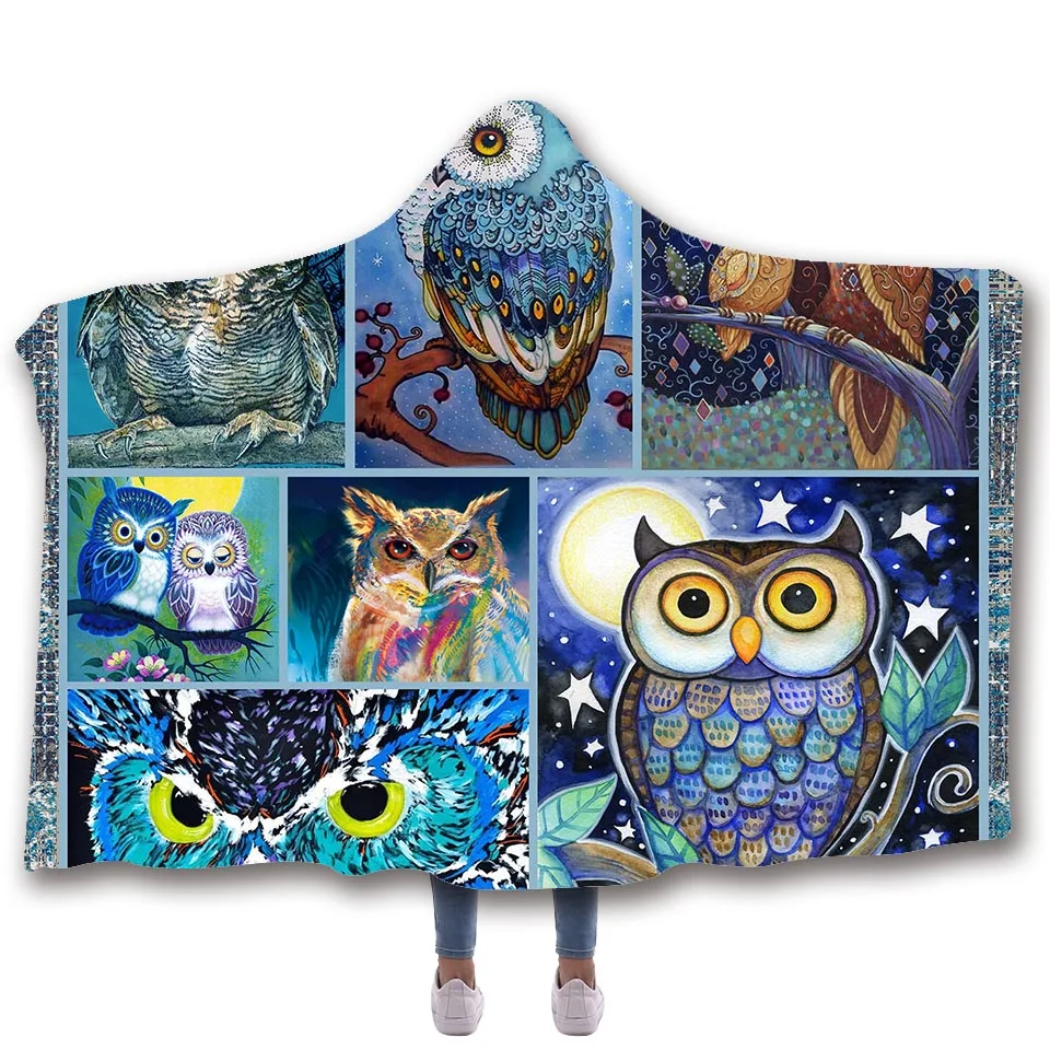 Мягкое Флисовое одеяло с капюшоном в виде совы Прямая поставка | Дом и сад