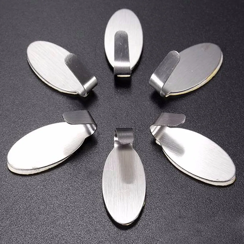 6x Useful Stick On Hook Strong Self Adhesive Sticky Coat Hat Metal Hanger Silver Dropshipping Apr29 | Дом и сад