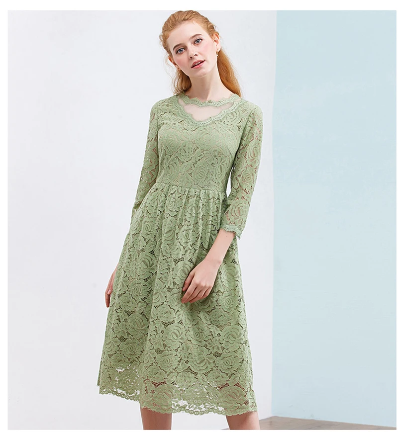 Onlyplus S-XXL в винтажном стиле открытое кружевное платье личность Воротник модные тонкие осенние вечерние платье по колено для Для женщин