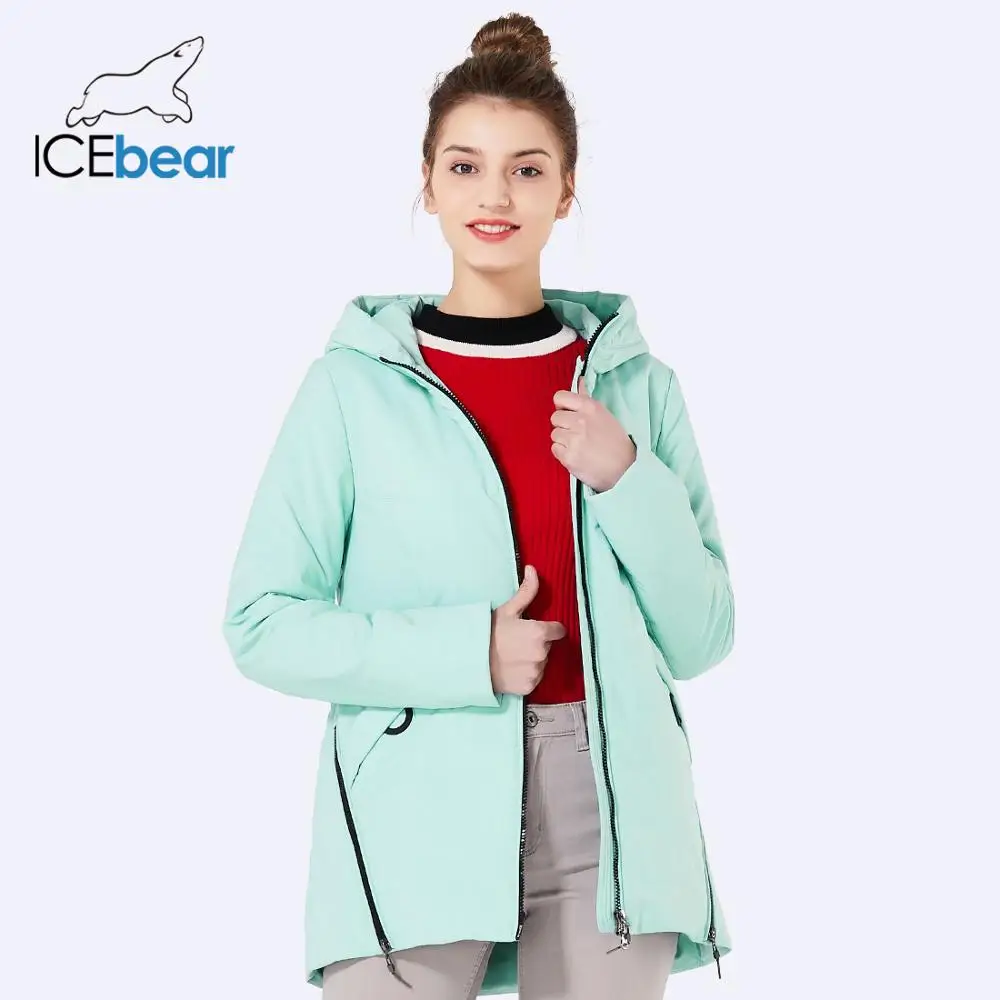 ICEbear Новая женская куртка осеннее женское пальто модное женское хлопковое джинсовое пальто высокого качества на молнии GWC18135D - Цвет: G859 light cyan