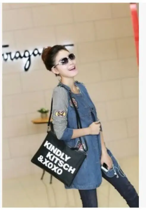 Women spring new han edition Cowgirl trench coat Joining together long windbreaker cowboy dress in stripes | Женская одежда