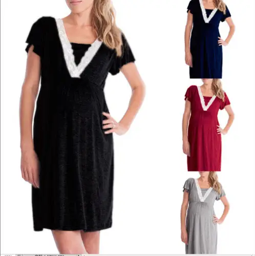 Новинка 2018 летнее кружевное платье для беременных женщин с коротким рукавом