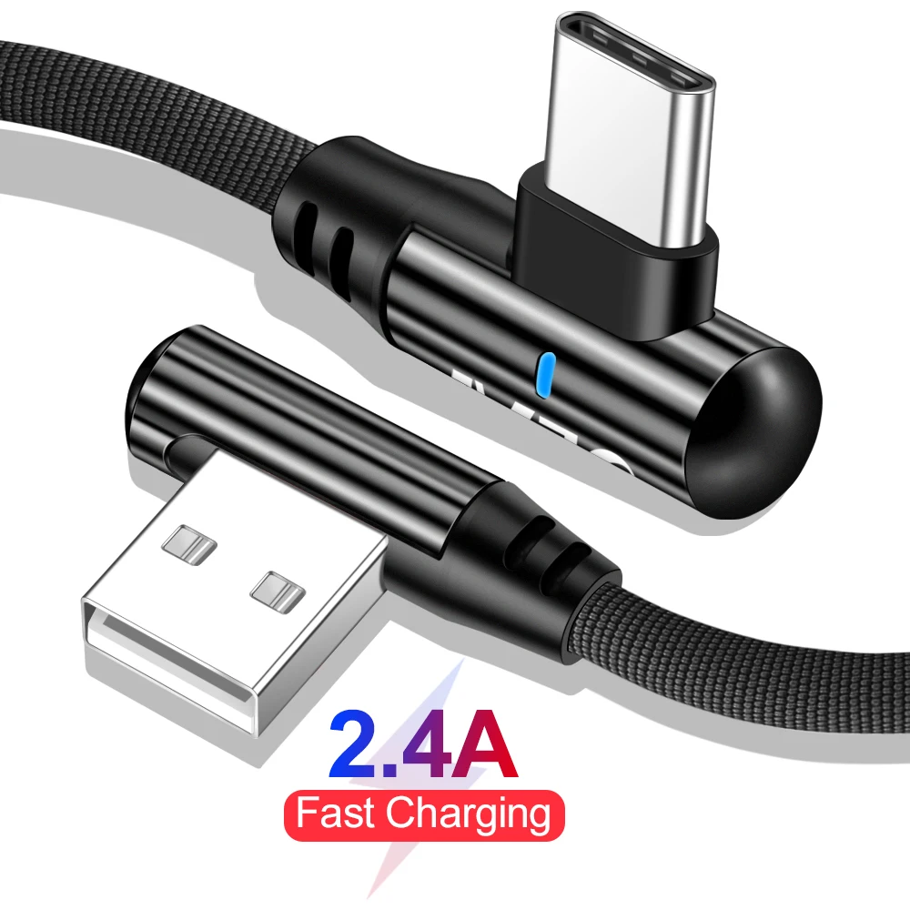 Олаф 90 градусов usb type C кабель 2.4A USB C кабель для быстрой зарядки для samsung S9 S8 Xiaomi mi8 9 huawei Oneplus 6t type-c шнур для передачи данных
