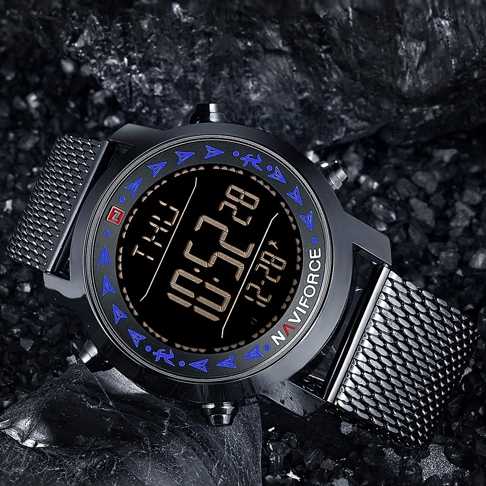Naviforce брендовые новые светодиодный для мужчин спортивные часы шагомер