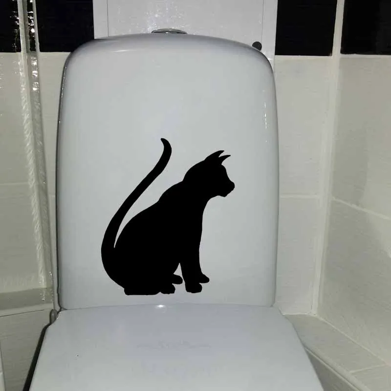 YOJA 19X22.4CM Туалет Стикеры изображение кота силуэт домашнее животное кошачьих