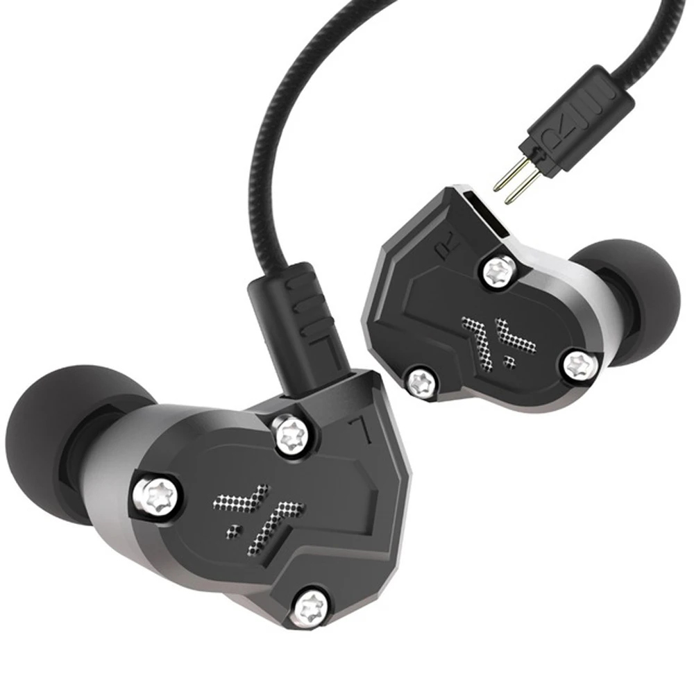 RevoNext QT3 2DD+ 2BA Hi-Fi стерео наушники-вкладыши высокого Разрешение наушники 2 Pin кабель гибридная гарнитура уравновешенным якорем наушники - Цвет: Black No Mic