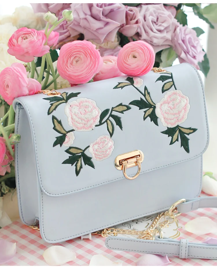 Принцесса сладкий Лолита сумка новый корейский вышивка свежий моды цепи