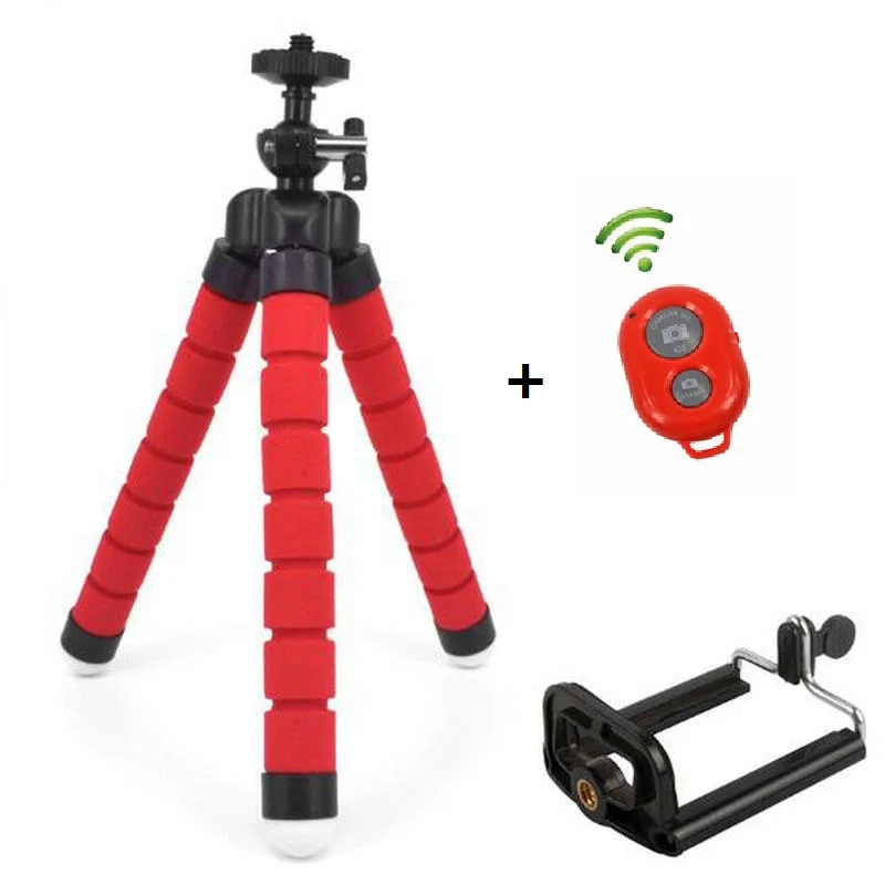red with remote Универсальный беспроводной Bluetooth штатив-Трипод с дистанционным управлением Гибкий Осьминог телефон камера селфи палка Штатив Держатель "осьминог" - Цвет: red with remote