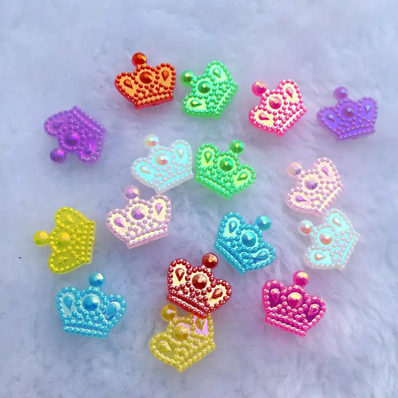 A89A 60 шт./лот Kawaii Акрил корона с разноцветные, полимерные Стразы Кабошоны-аксессуары из смолы-A89 - Цвет: A89A