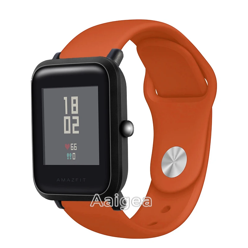 Модный силиконовый ремешок для часов для Xiaomi Huami Amazfit Bip BIT PACE Lite, Молодежный сменный спортивный браслет 20 мм, ремешок на запястье - Цвет ремешка: orange