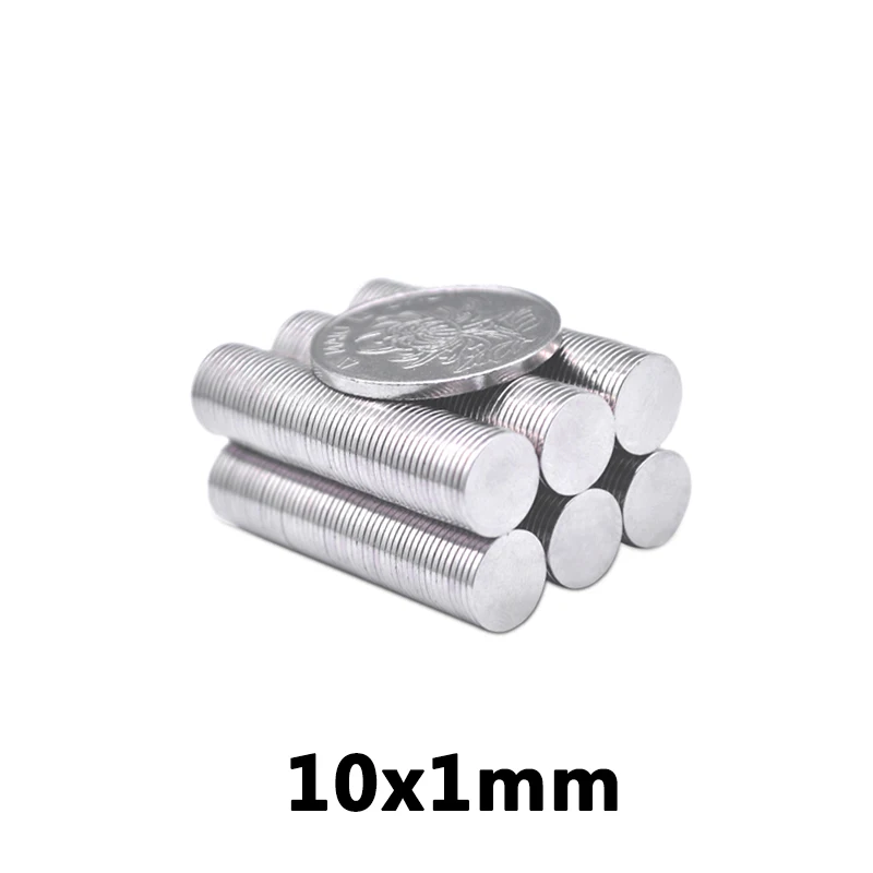 50 шт. 10x1 мм, неодимовый магнит постоянных N35 10mmx1mmNdFeB супер сильный, мощный магнитный небольшой круглый диск 10*1 круглый магнит 10X1