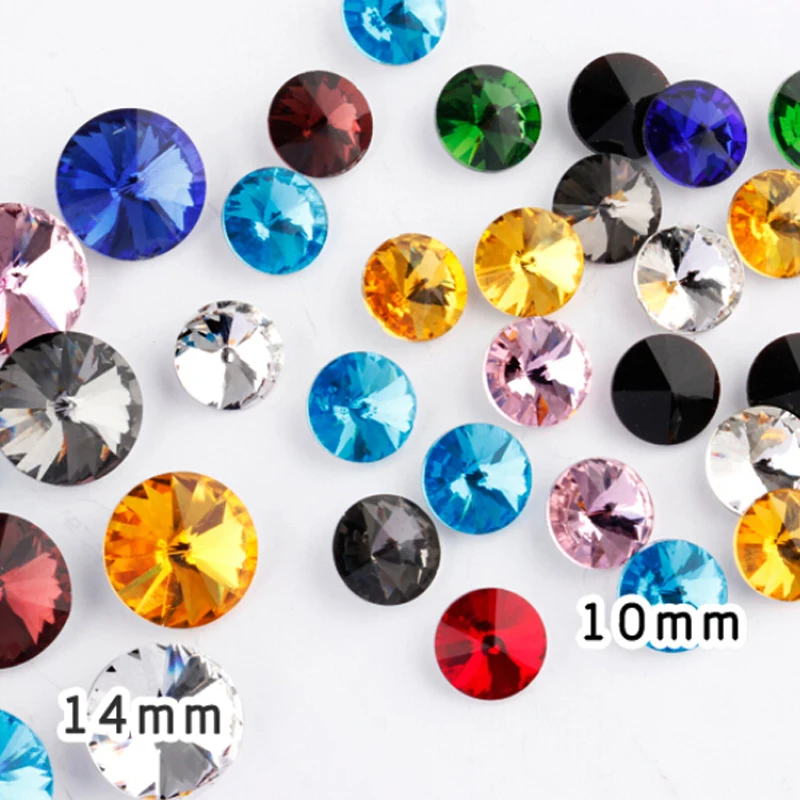 Rivoli Glass Glitter Strass Topaz Bling Pointback Glue On Rhinestones 10mm 50pcs For Shoes Decorations | Дом и сад