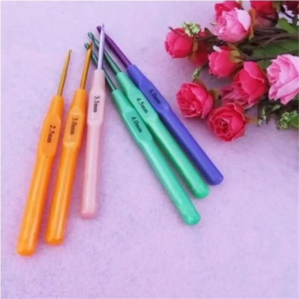 6X разных Размеры набор многоцветные Алюминий вязальные крючки Иглы вязать Weave Craft