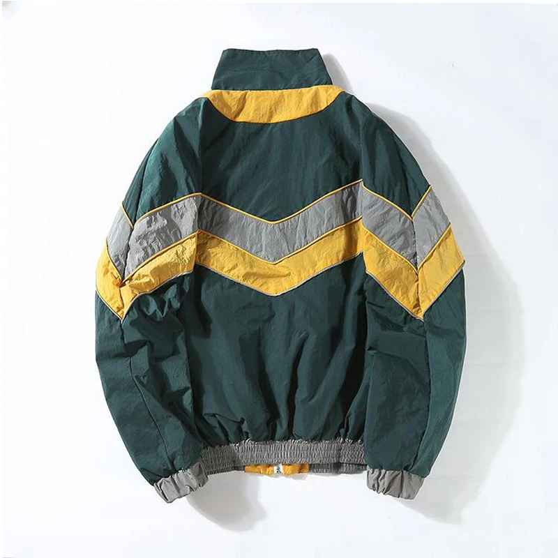 Мужская куртка бомбер в стиле хип хоп Лоскутная бейсбольная с длинными рукавами