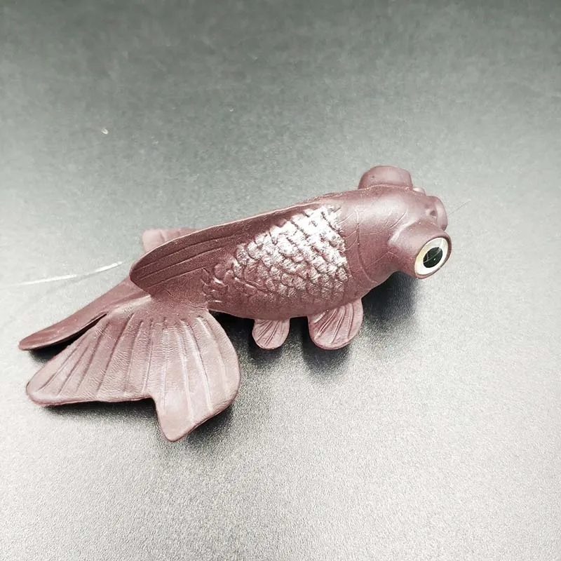 1pc Goldfish Brown Резиновая рыбка на присоске, украшение для аквариума, программное обеспечение, искусственная пластиковая Рыбка, маленькая золотая рыбка, украшение для аквариума - Цвет: 1pc Goldfish Brown