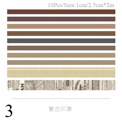 3 10 шт./компл. Симпатичные сетка лента Washi SetDecorative клейкая лента Kawaii малярный скотч для детей DIY Скрапбукинг дневник Альбомы для фото - Цвет: 3