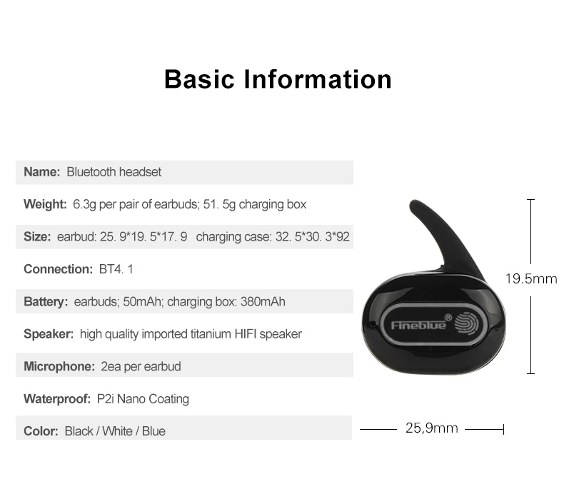 Fineblue R10 TWS отпечатков пальцев сенсорные Bluetooth наушники, HD стерео беспроводные наушники, шумоподавление игровая гарнитура Мода