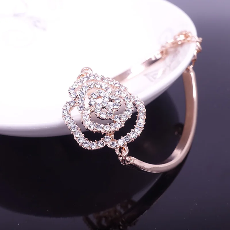 Женский бутиковый розовый цветочный браслет со стразами|crystal bracelets bangles|bangles for