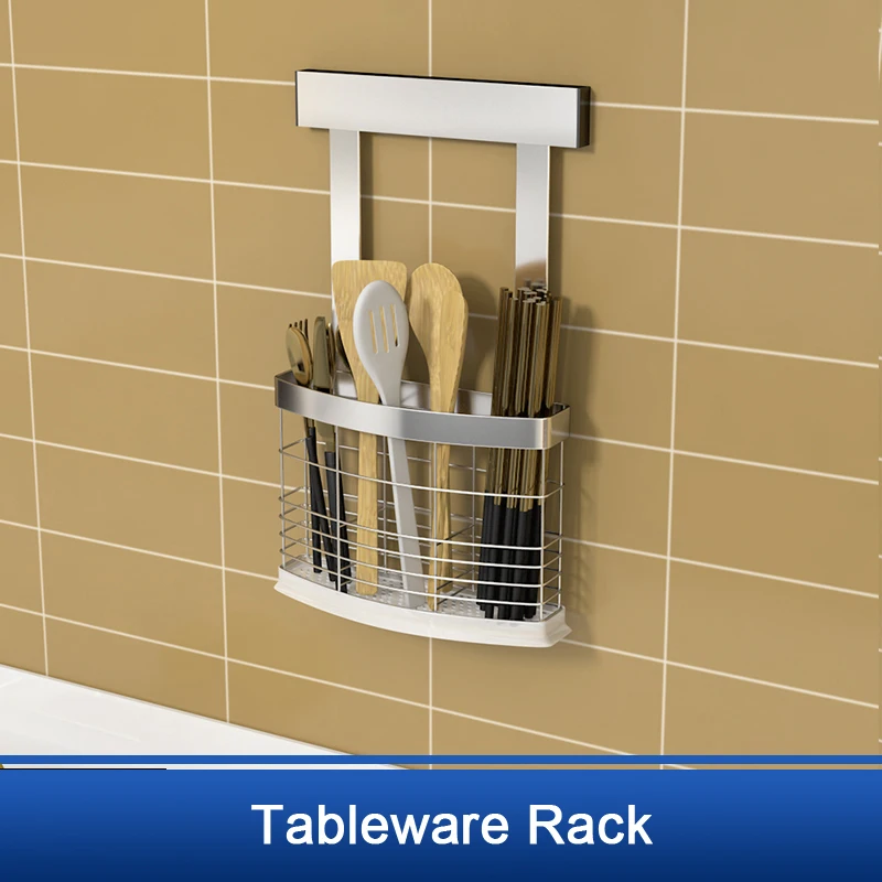 Tableware Rack Дырокол кухонная стойка для хранения полка из нержавеющей стали настенный держатель Многофункциональные кухонные инструменты для организации - Цвет: Tableware Rack