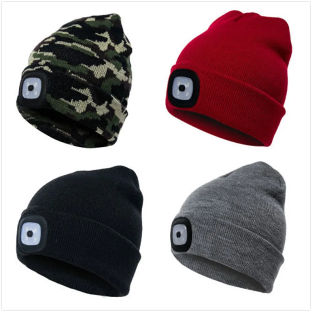 Вязаная шапка унисекс со светодиодной подсветкой и зарядкой от USB|Шляпы для