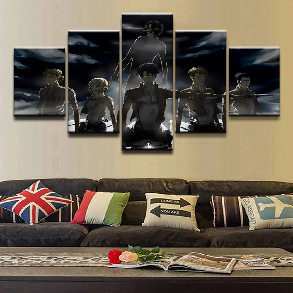 Холст картины дома декоративные Гостиная Wall Art 5 шт. аниме для косплея по атака на