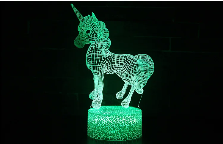 Светильник Единорог светодиодный ночник 7 цветов 3D лампа Батарея USB светодиодный светильник, Veilleuse Enfant декор для детской спальни игрушки сна свет