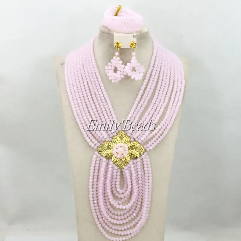 Нигерийские Свадебные хрустальные бусы ожерелья комплекты ювелирных изделий