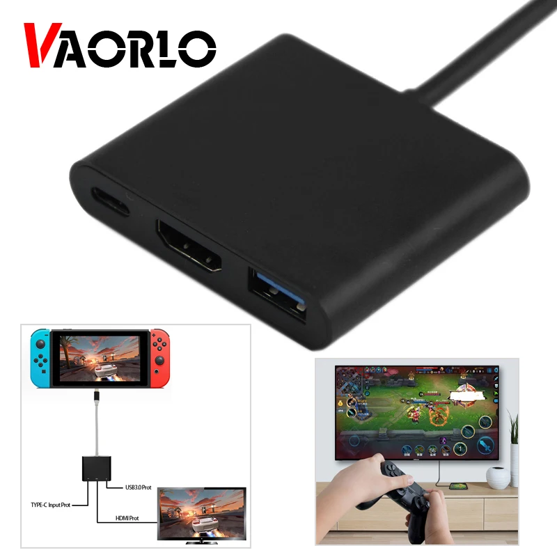 3 в 1 Type C к HDMI/USB 0/Type конвертер адаптер ТВ цифровой 4K 1080P видео для Nintendo