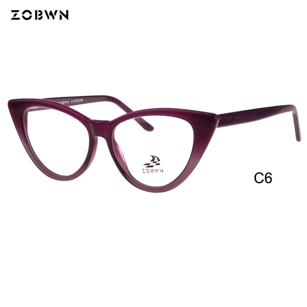 ZOBWN кошачий глаз очки женские traval gafas модные стеклянные женские очки Рамка Lunettes armacao очки de grau feminino - Цвет оправы: CAT001 C6