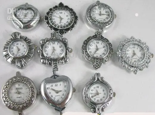 30 шт. смешанные типы серебро Цвет Кварцевые часы лицо для бисероплетения #11607-17