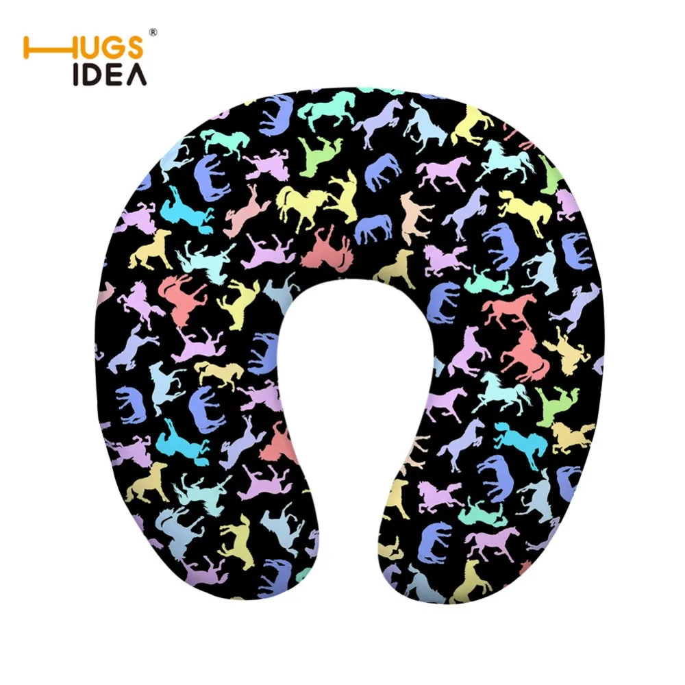 

HUGSIDEA Cartoon Horse Pattern Memory U Shaped Pillow Neck Pillows for Travel Airplane Office Lightweight Inflatable Cushions