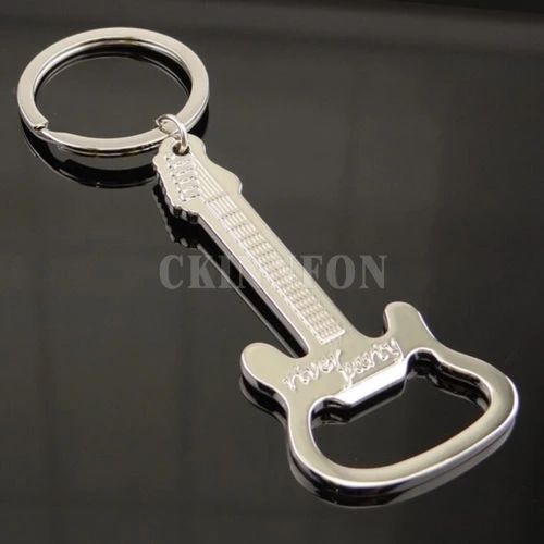 

200Pcs/Lot Guitar Beer Bottle Can Opener Alloy Hangings Ring Keychain Tools Household Cool