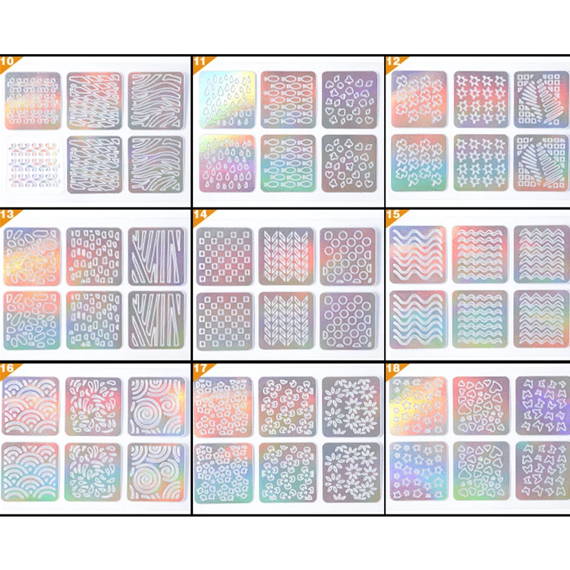 24 листа новая голографическая выдолбленная винил для ногтей самоклеющиеся