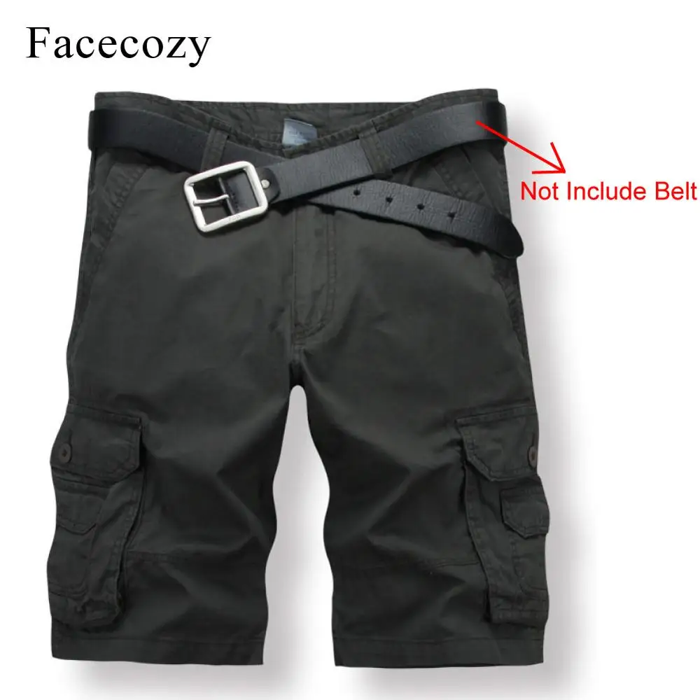 Gray Black Facecozy мужские летние камуфляжные спортивные шорты, мужские тактические военные шорты для рыбалки с несколькими карманами - Цвет: Gray Black