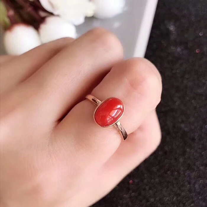 KJJEAXCMY Fine jewelry 925 Чистое серебро инкрустированное натуральным кораллом женское кольцо ювелирные изделия, овальная микро вставка