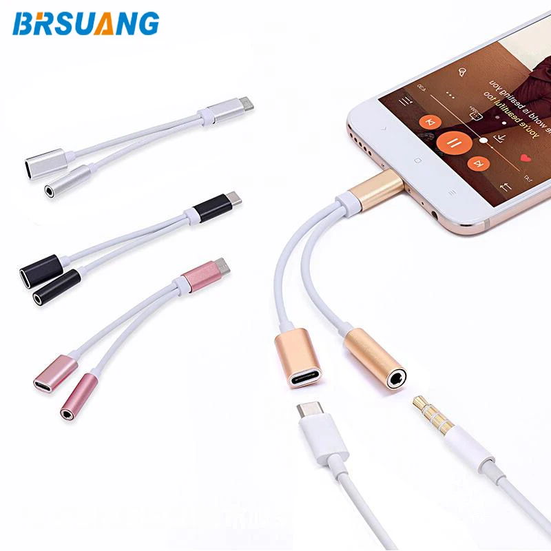 BRSUANG 2 в 1 USB Type C до 3 5 мм разъем для наушников AUX аудио кабель зарядное устройство
