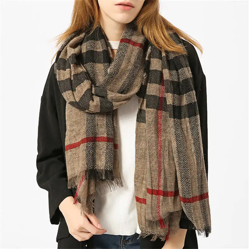Зимний шарф 2017 кашемира Женщины Plaid Blanket scarf новый дизайнер основных шали Модные